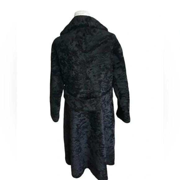 Vintage 1970s Union‑Made Black Fuzzy Peacoat – Double‑Breasted Textured Coat (Si - Picture 7 of 11